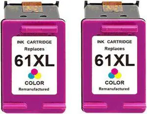 2 Pack High-Yield Tri-Color Ink Cartridges For HP CH564WN 61XL Compatible For Use With HP DeskJet 1056 1510 1512 2050 2510 2512 2514 2540 2542 2544 2646 2547 OfficeJet 2620 2621 4630 4632 4635 More
