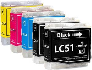 5 Pack Black Cyan Magenta Yellow Ink Cartridge For Brother LC51 LC-51 Compatible with Brother DCP 130C 330C 350C 540CN 560CN Intellifax 1360 1860C 1960C 2480C 2580C MFC 230C 240C 3360C 440CN Series