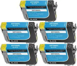 5 Pack High-Yield Black Ink Cartridge For Epson 200XL T200XL120 - T200XL420 Compatible with Epson Expression Home XP200 300 310 400 410 WF2520 2530 2540