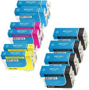 10 Pack Extra High-Yield Black Cyan Magenta Yellow Ink Cartridge For Epson 127 1271 - 1274 Compatible with Epson WorkForce 545 630 633 635 645 840 845 3520 3540 60 7010 7510 7520 Stylus NX530 625
