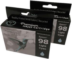 2 Pack High-Yield Light Cyan Ink Cartridge For Epson 98 & 99 T0985 Compatible with Epson Artisan 700 710 725 730 800 810 835 837