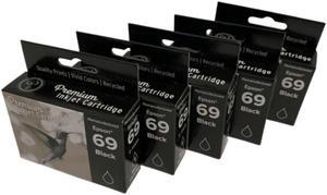 5 Pack Black Ink Cartridge For Epson 69 T0691 Compatible with Epson Stylus CX5000 6000 7000F 7400 7450 8400 9400F 9475F NX100 105 110 115 200 215 300 305 400 410 415 510 515 WorkForce 310 315 Series