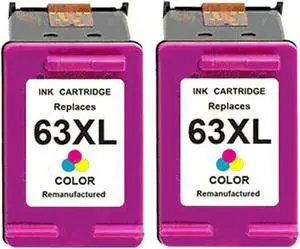2 Pack High-Yield Black Tri-Color Ink Cartridges For HP F6U63AN 63XL Compatible For Use With HP DeskJet 3830 3831 3832 3833 3834 4650 Envy 4510 4511 4512 4513 4516 DeskJet 1110 1111 1112 2130 More