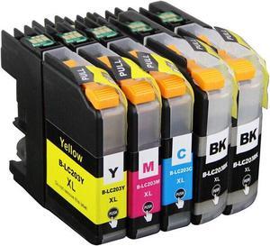 5 Pack High-Yield Black Cyan Magenta Yellow Ink Cartridge For Brother LC203XL For Use With Brother DCP-J562DW, DCP-J4120DW, MFC-J460DW, J480DW, J485DW, J680DW, J880DW