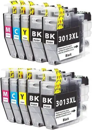 10 Pack High-Yield BK/C/M/Y Ink Cartridge(with Chip) for Brother LC3013 LC3011 Compatible with Brother MFC-J497DW MFC-J491DW MFC-J690DW MFC-J895DW
