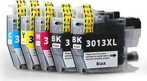 5 Pack High-Yield 2BK+3CMY Ink Cartridge(with Chip) for Brother LC3013 LC3011 Compatible with Brother MFC-J497DW MFC-J491DW MFC-J690DW MFC-J895DW
