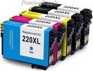 5PK High-Yield 2BK+C/M/Y Ink Cartridges Replace For Epson 220XL T220XL120 - T220XL420 For Use in Epson WF2630 WF2650 WF2660 WF2750 WF2760 XP320 XP420 XP424