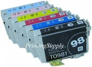 6 Pack BK/C/M/Y/LC/LM High-Yield Ink Cartridge For Epson 98 T0981 - T0986, For use with Epson Artisan 700, 710, 725, 730, 800, 810, 835, 837.