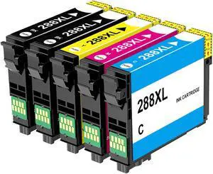 5PK High-Yield BK x 2 + C/M/Y Ink Cartridges For Epson 288XL / T288XL For Use With Epson Home XP-330, XP-340, XP-430, XP434, XP-440, XP-446.