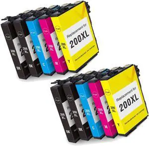 10 Pack High-Yield Black Cyan Magenta Yellow Ink Cartridge For Epson 200XL T200XL120 - T200XL420 Compatible with Epson Expression Home XP200 300 310 400 410 WF2520 2530 2540