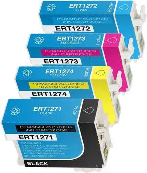 4 Pack Extra High-Yield Black Cyan Magenta Yellow Ink Cartridge For Epson 127 1271 - 1274 Compatible with Epson WorkForce 545 630 633 635 645 840 845 3520 3540 60 7010 7510 7520 Stylus NX530 625
