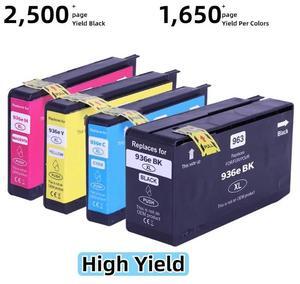936e 4-Pack B/C/Y/M New High Yield Ink Cartridge Compatible to HP 936e, Work with  HP OffieJet 9110, 9120, 9130, 9730 Printers