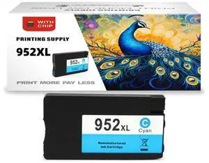 952 XL Cyan Ink Cartridge Compatible for HP 952XL, Work with HP Officejet Pro 7720 7730 7740 8200 8210 8216 8218 8700 8702 8710 8714 8715 8716 8717 8718 8720 8724 8725 8726 More, Single Pack Cyan