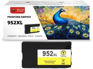 952 XL Yellow Ink Cartridge Compatible for HP 952XL, Work with HP Officejet Pro 7720 7730 7740 8200 8210 8216 8218 8700 8702 8710 8714 8715 8716 8717 8718 8720 8724 8725 8726 More Single Pack Yellow