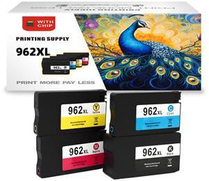 962 XL Ink Cartridge Compatible for HP 962XL,  Fits for HP Officejet Pro9010 9012 9012e 9014 9014e 9015 9015e 9016 9018 9018e 9019 9019e 9020 9020e 9022 9025 More, 4 Pack Black/Cyan/Magenta/Yellow