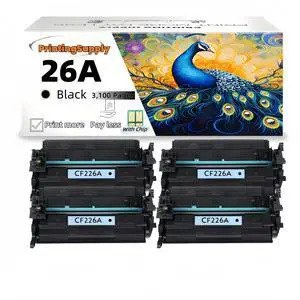 4 Pack New Compatible Toner Cartridge For HP CF226A 26A For Use With HP LaserJet Pro M402n M402dn M402dw M402d MFP M426fdw M426fdn M426dw