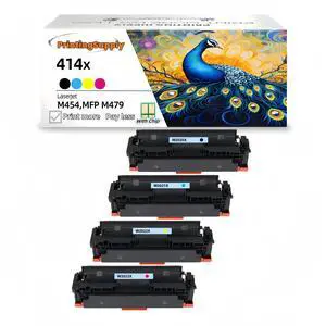 4 Pack / 4 x High-Yield Toner Cartridge Set with Chip for HP 414X W2020X - W2023X, For HP Color LaserJet Pro M454dn, M454dw, M479fdn, M479dw, M479fdw, M455dn, M480f. Black Cyan Magenta Yellow Included