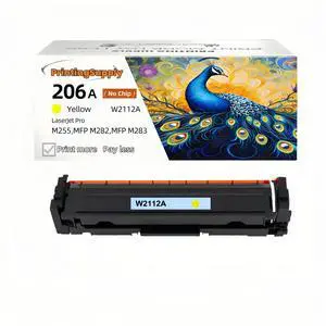 New Yellow Toner cartridge (No Chip Included) For HP 206A W2112A Compatible For Use With HP Color LaserJet Pro M255dw M255nw MFP M282nw 283fdn 283cdw 283fd