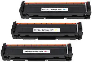 3 Pack CF411A CF412A CF413A Cyan/Magenta/Yellow Toner Cartridges Compatible for HP 410A CF411A CF412A CF413A M477fnw Color Laserjet MFP M477fdw M477fdn M452dn M452nw M477 M452 M377 Printer