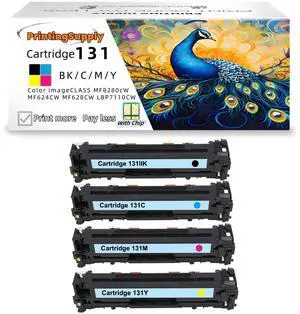 4 Pack 131 BKCMY  Toner Cartridge Compatible For Canon 131  Work with Canon ImageClass LBP-7100CN LBP-7110CW MF8280 MF8230CN MF8280CW MF624Cw MF628Cw