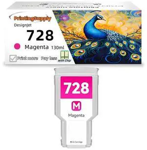 1 Pack 728 Magenta Compatible Ink Cartridge Fits to HP Ink Cartridge 728M Works with HP Printer DesignJet T830 MFP & T730 Large Format Plotter
