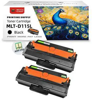 2 Pack Black Toner Cartridge for MLT-D115L D115L Compatible with Samsung SL-M2880FW SL-M2830DW SL-M2880XAC SL-M2870FW SL-M2830DW Xpress M2820 M2870 Laser Printer