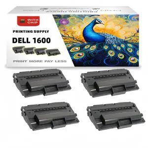 4 Pack 1600 High-Yield BK Toner Cartridge Compatible For Dell 1600 1600N 310-5417 P4210  5,000 Pages