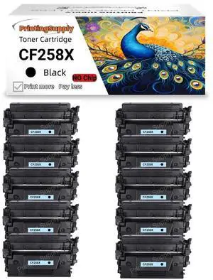 10 Pack 58X Toner Cartridges No Chip Compatible for HP 58X CF258X 58A CF258A Laserjet M428fdw M404 M404n M404dn M404dw M406dn MFP M428fdn M428dw M428 M430f Printer (Black)