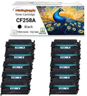 10 Pack 58A Toner Cartridges with Chip Compatible for HP 58A CF258A 58X CF258X Laserjet M428fdw M404 M404n M404dn M404dw M406dn MFP M428fdn M428dw M428 M430f Printer (Black)