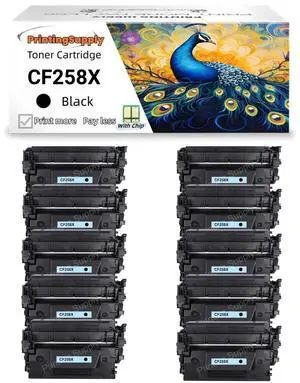 1 Pack 58X Toner Cartridges With Chip Compatible for HP 58X CF258X 58A CF258A Laserjet M428fdw M404 M404n M404dn M404dw M406dn MFP M428fdn M428dw M428 M430f Printer (Black) 10 Pack 58X