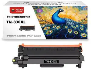 1 Pack High Yield TN-830 XL Black Toner Cartridge Compatible for Brother TN830 XL Fits for Brother HL-L2400D HL-L2405W HL-L2460DW HL-L2460DWXL HL-L2865DW MFC-L2820DW MFC-L2820DWXL DCP-L26403,000 Pages