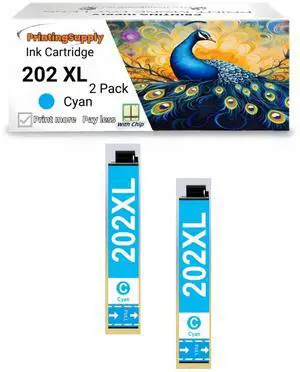 202XL T202XL High Yield Ink Cartridge Compatible for Epson 202 XL T202 XL Workforce WF-2860 Expression Home XP-5100 2 Pack 202XL Cyan 202XL T202XL High Yield Ink Cartridge Compatible for Epson 202 XL T202 XL Workforce WF-2860 Expression Home XP-5100 2 Pack 202XL Cyan