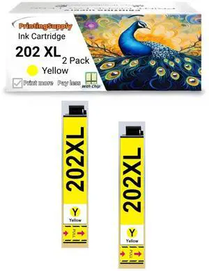 202XL T202XL High Yield Ink Cartridge Compatible for Epson 202 XL T202 XL Workforce WF-2860 Expression Home XP-5100 2 Pack 202XL Yellow 202XL T202XL High Yield Ink Cartridge Compatible for Epson 202 XL T202 XL Workforce WF-2860 Expression Home XP-5100 2 Pack 202XL Yellow