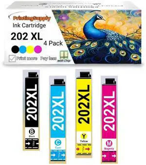 202XL T202XL High Yield Ink Cartridge Compatible for Epson 202 XL T202 XL Workforce WF-2860 Expression Home XP-5100 4 Pack 202XL BKCMY 202XL T202XL High Yield Ink Cartridge Compatible for Epson 202 XL T202 XL Workforce WF-2860 Expression Home XP-5100 4 Pack 202XL BKCMY