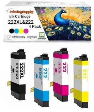 222XL Ink Cartridge Compatible for Epson 222 XL 222 XL 222 Expression XP-5200 WorkForce Pro WF-2960 1 Pack 222XL+3 Pack 222 CMY 222XL Ink Cartridge Compatible for Epson 222 XL 222 XL 222 Expression XP-5200 WorkForce Pro WF-2960 1 Pack 222XL+3 Pack 222 CMY
