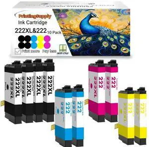 222XL 222 Ink Cartridge Compatible for Epson 222 XL 222 XL 222 Expression XP-5200 WorkForce Pro WF-2960 4 Pack 222XL+2 C+2 M+2 Y 222XL 222 Ink Cartridge Compatible for Epson 222 XL 222 XL 222 Expression XP-5200 WorkForce Pro WF-2960 4 Pack 222XL+2 C+2 M+2 Y
