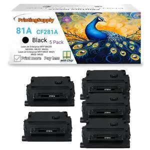 5 Pack 81A CF281A Black Toner Cartridge Compatible for HP 81A CF281A, Work with HP LaserJet Enterprise MFP M630h M630dn M630f M630z M604 M605 M606 M630 5 Pack 81A CF281A Black Toner Cartridge Compatible for HP 81A CF281A, Work with HP LaserJet Enterprise MFP M630h M630dn M630f M630z M604 M605 M606 M630