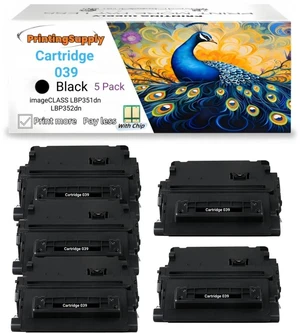 5 Pack 039 Black Toner Cartridge Compatible for Canon Cartridge 039, Fits for Canon imageCLASS LBP351 LBP352 Printer 5 Pack 039 Black Toner Cartridge Compatible for Canon Cartridge 039, Fits for Canon imageCLASS LBP351 LBP352 Printer