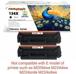 2 Pack 134X Compatible Toner Cartridge Replacement for HP 134X W1340X *With Chip* Black, High-Yield Print, Works with HP LaserJet M209dw MFP M234dw M234sdn M234sdw 2 Pack 134X Compatible Toner Cartridge Replacement for HP 134X W1340X *With Chip* Black, High-Yield Print, Works with HP LaserJet M209dw MFP M234dw M234sdn M234sdw