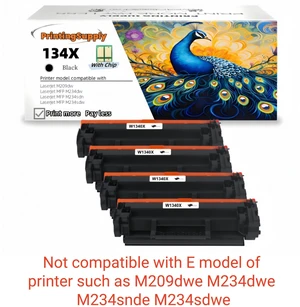 4 Pack 134X Compatible Toner Cartridge Replacement for HP 134X W1340X *With Chip* Black, High-Yield Print, Works with HP LaserJet M209dw MFP M234dw M234sdn M234sdw 4 Pack 134X Compatible Toner Cartridge Replacement for HP 134X W1340X *With Chip* Black, High-Yield Print, Works with HP LaserJet M209dw MFP M234dw M234sdn M234sdw
