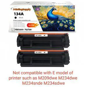 2 Pack 134A Compatible Toner Cartridge Replacement for HP 134A (W1340A) *No Chip* Black, High-Quality Print, Works with HP LaserJet M209dw, MFP M234dw/M234sdn/M234sdw 2 Pack 134A Compatible Toner Cartridge Replacement for HP 134A (W1340A) *No Chip* Black, High-Quality Print, Works with HP LaserJet M209dw, MFP M234dw/M234sdn/M234sdw