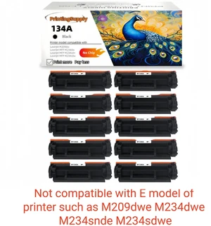 10 Pack 134A Compatible Toner Cartridge Replacement for HP 134A (W1340A) *No Chip* Black, High-Quality Print, Works with HP LaserJet M209dw, MFP M234dw/M234sdn/M234sdw 10 Pack 134A Compatible Toner Cartridge Replacement for HP 134A (W1340A) *No Chip* Black, High-Quality Print, Works with HP LaserJet M209dw, MFP M234dw/M234sdn/M234sdw