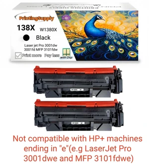 2 Pack 138X W1380X High Yield Black Toner Cartridge Compatible for HP 138X Laser jet Pro 3001dw Laser jet Pro 3001fdw Laser jet Pro MFP 3101fdw With Chip 2 Pack 138X W1380X High Yield Black Toner Cartridge Compatible for HP 138X Laser jet Pro 3001dw Laser jet Pro 3001fdw Laser jet Pro MFP 3101fdw With Chip
