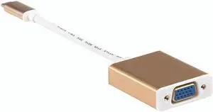 Sonilco USB-C to VGA HDTV USB 3.1 Type C Adapter Cable for Monitor TV Projector Converter with Aluminum Case for 2017 MacBook Pro Samsung Galaxy, Gold