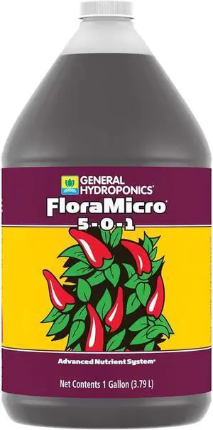 General Hydroponics FloraMicro 5-0-1, For A Tailor-Made Nutrient Mix Ideal for Hydroponics, 1-Gallon