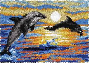 Dolphins at Sunrise | Rug Making Latch Hooking Kit (52x38cm print canvas)