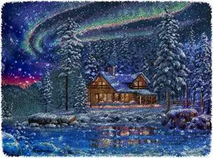 Northern Lights | Rug Making Latch Hooking Kit (87x61cm printed canvas)