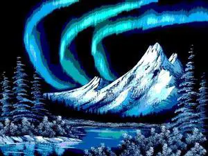 Northern Lights Mountains | Rug Making Latch Hooking Kit (60x40cm print canvas)