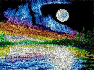Colorful Northern Lights | Rug Making Latch Hooking Kit (87x61cm print canvas)