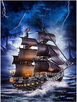 Sailboat in Storm Paint By Numbers (30x40cm No Frame)